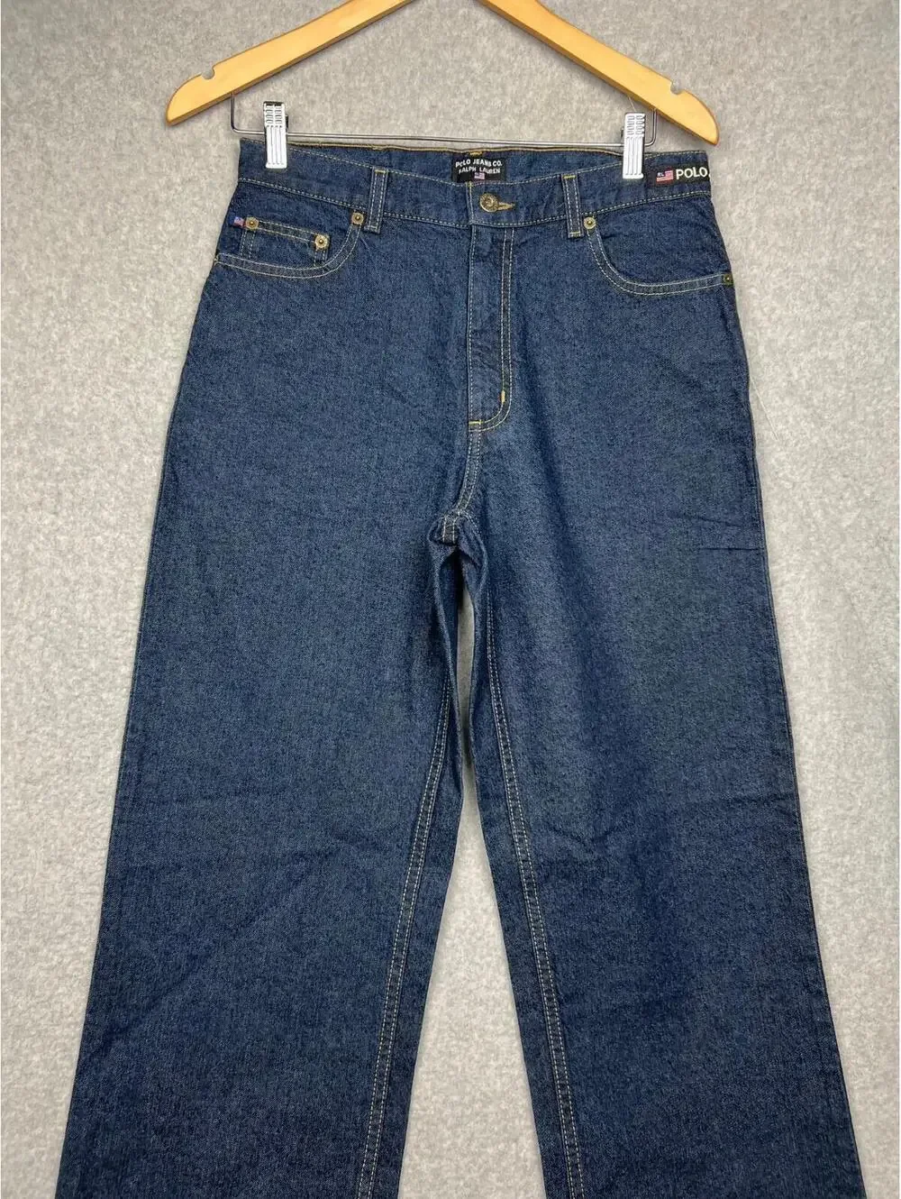 y2k 90s Polo Ralph Lauren Jeans Boys 18 Blue Straight Leg Cotton Classic Med Was
